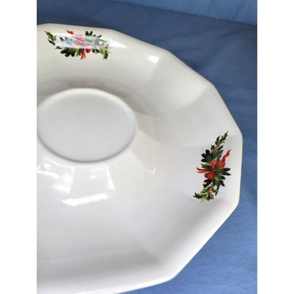 Christmas Tree Chip & Dip Pfaltzgraff 2 Pc Set White Made in USA - Picture 7 of 10